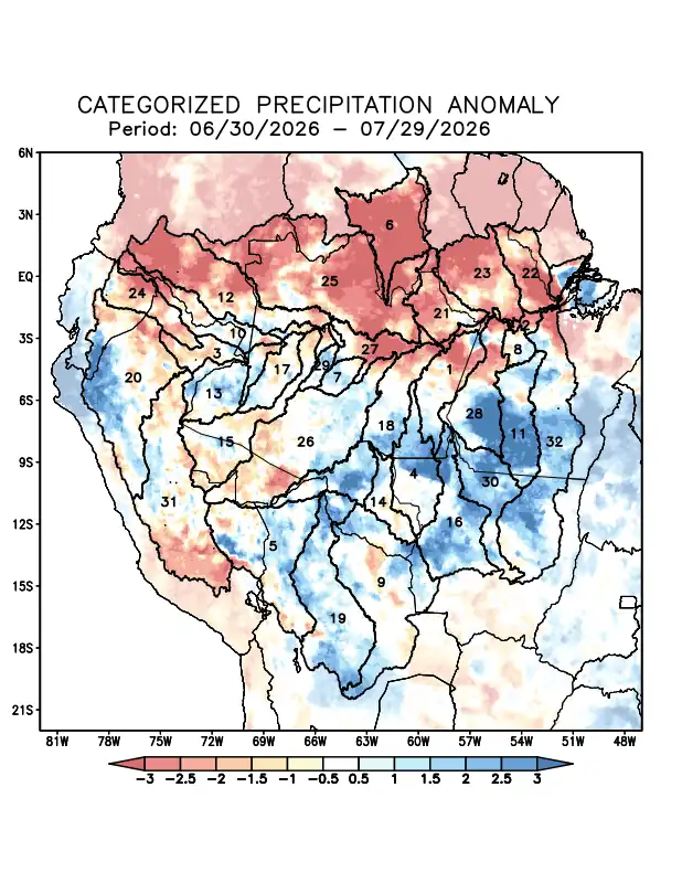 Precipitation anomaly in the Amazon Basin
