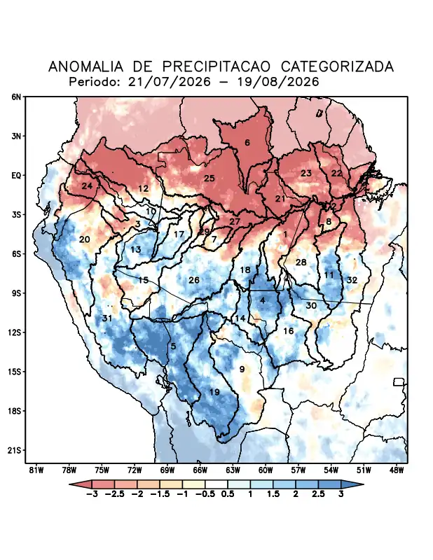 Anomalia de precipitação na Bacia Amazônica