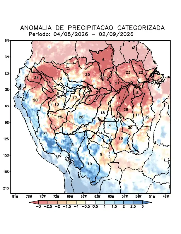 Anomalia de precipitação na Bacia Amazônica