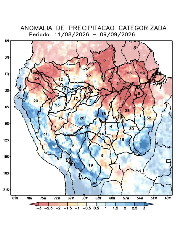 Anomalia de precipitação na Bacia Amazônica