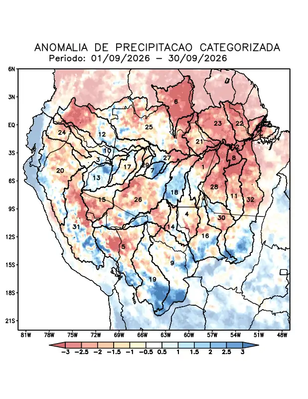 Anomalia de precipitação na Bacia Amazônica