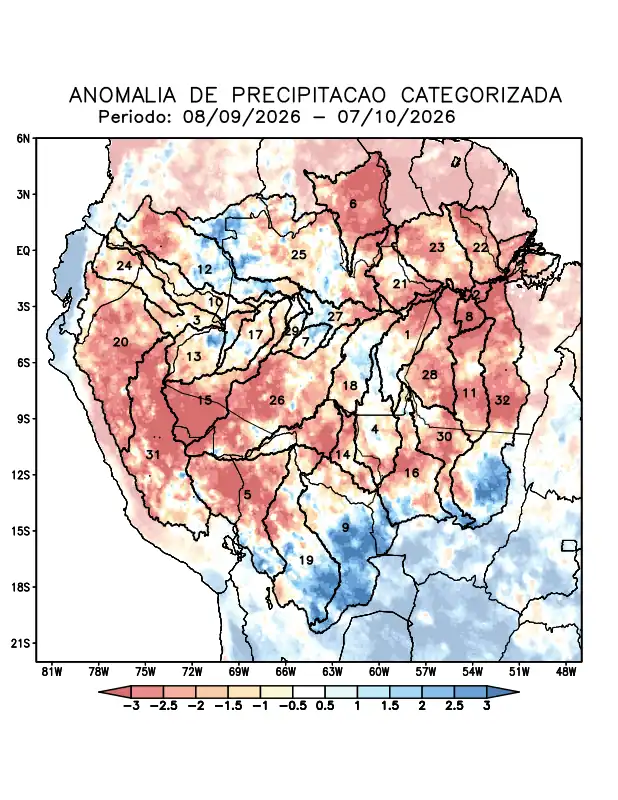 Anomalia de precipitação na Bacia Amazônica