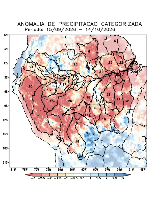 Anomalia de precipitação na Bacia Amazônica